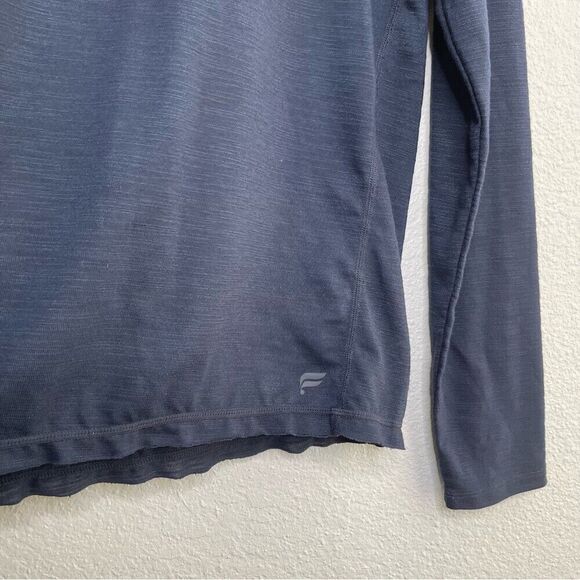 Fabletics Shirt Mens Small Henley Blue Button Front Long Sleeve Slub Cotton - Picture 5 of 6